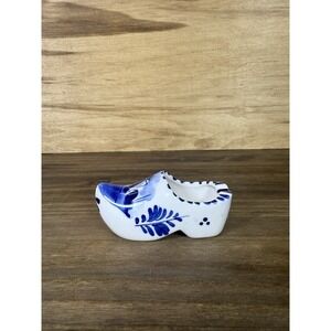Hand Painted Delft Blue Ceramic Dutch Clog Shoe Miniature Holland Style 4"